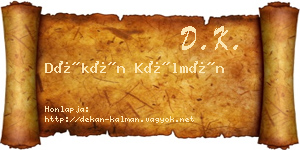 Dékán Kálmán névjegykártya