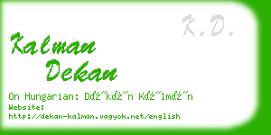 kalman dekan business card